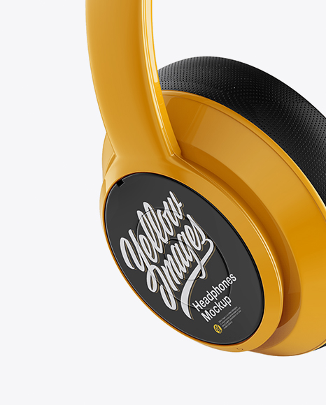 Download Glossy Headphones Mockup Half Side View In Device Mockups On Yellow Images Object Mockups