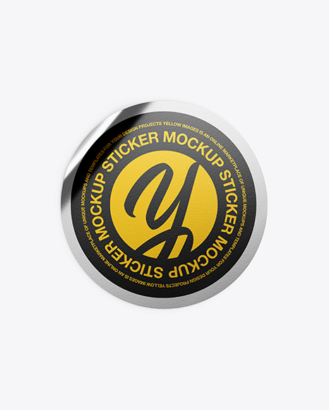 Metallic Textured Round Sticker Mockup PSD #3