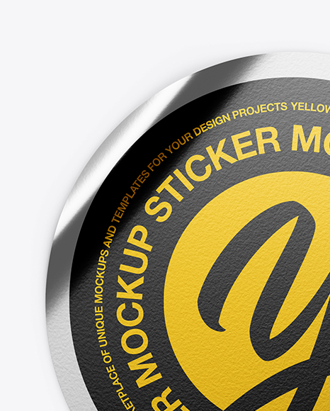 Metallic Textured Round Sticker Mockup PSD #5