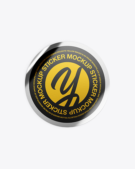 Metallic Textured Round Sticker Mockup PSD #3