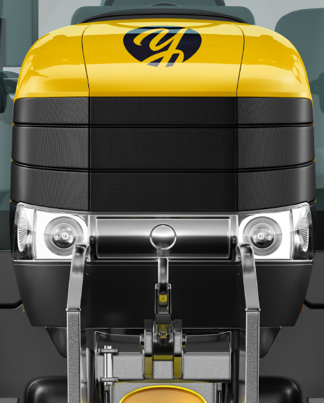 Download Tractor Mockup Front View In Vehicle Mockups On Yellow Images Object Mockups PSD Mockup Templates