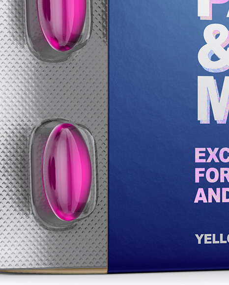 Opened Paper Box   Pills Blister Mockup   Half Side View PSD #1