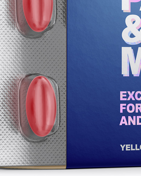 Opened Paper Box   Pills Blister Mockup   Half Side View PSD #1