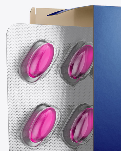 Download Opened Paper Box & Pills Blister Mockup - Half Side View ... Yellowimages Mockups