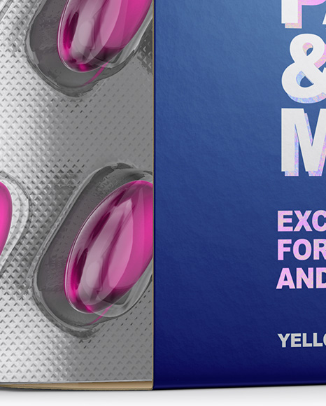 Opened Paper Box   Pills Blister Mockup   Half Side View PSD #1