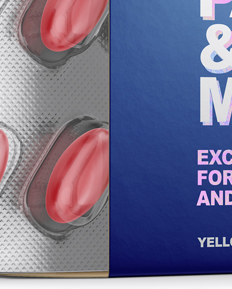 Opened Paper Box   Pills Blister Mockup   Half Side View PSD #1