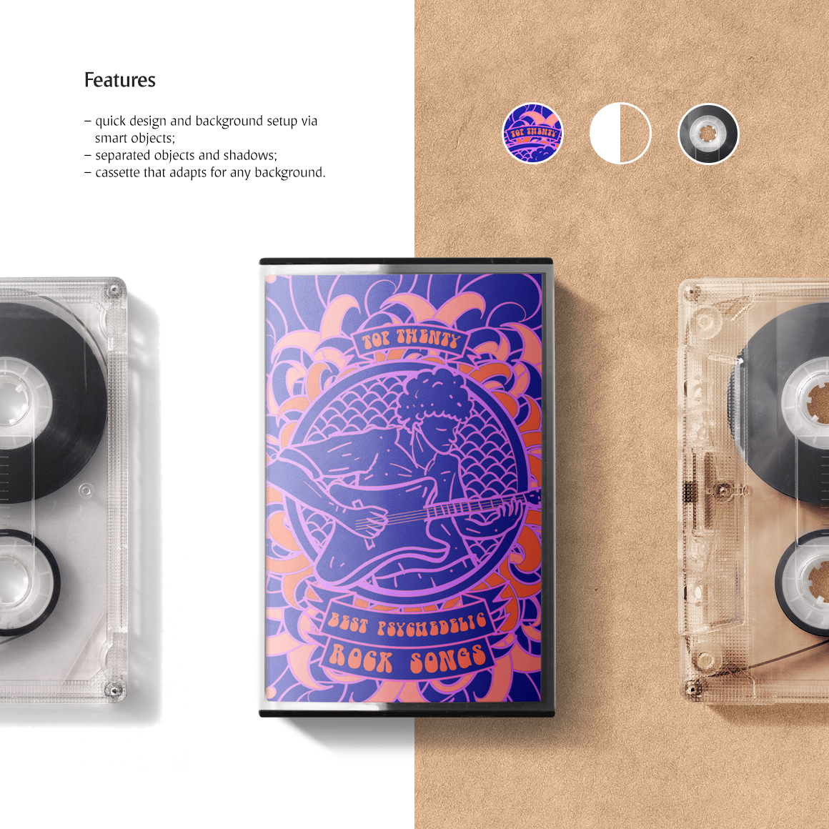 Download Cassette Tape Mockup in Packaging Mockups on Yellow Images Creative Store