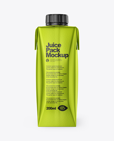 250ml Metallic Juice Carton Package Mockup