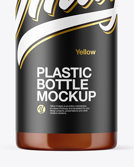 Amber Plastic Bottle Mockup PSD #1