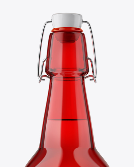 Download Red Glass Bottle With Clamp Lid in Bottle Mockups on Yellow Images Object Mockups