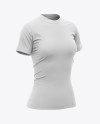 Download Women S Tight Round Collar T Shirt Mockup Front Half Side View In Apparel Mockups On Yellow Images Object Mockups