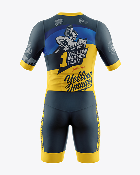 Download Men S Cycling Kit Mockup Back View In Apparel Mockups On Yellow Images Object Mockups PSD Mockup Templates