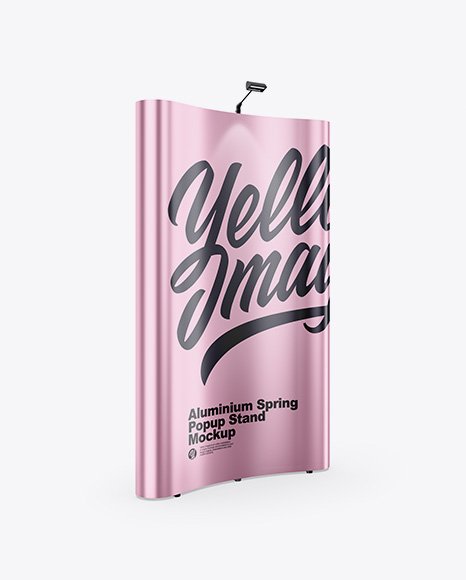Metallic Spring Pop Up Stand Mockup PSD #2