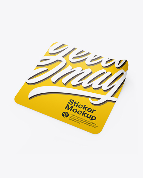 Download Square Sticker Mockup in Stationery Mockups on Yellow Images Object Mockups