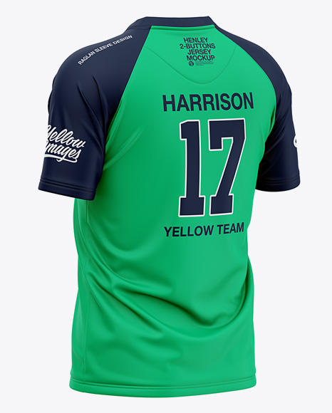 Download Men's Henley Jersey Mockup - Back Half Side View Of T ...