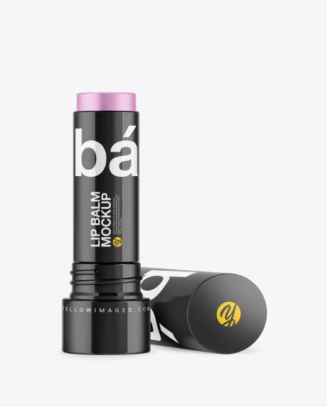 Download Glossy Lip Balm Tube Mockup in Tube Mockups on Yellow ...