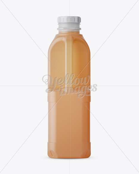 Frosted Plastic Juice Jug Mockup - Front and Back Views on Yellow