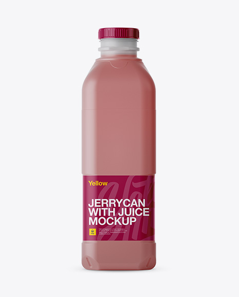 Plastic Red Juice Jug Mockup - Front and Back Views on Yellow Images