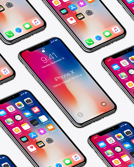 Download Isometric Apple Iphone X Mockup In Device Mockups On Yellow Images Object Mockups Yellowimages Mockups