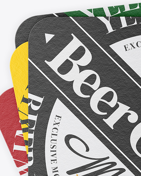 Download Four Paper Beer Coasters Mockup In Object Mockups On Yellow Images Object Mockups PSD Mockup Templates