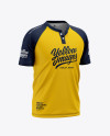 Download Men S Henley Jersey Mockup Front Half Side View Of T Shirt In Apparel Mockups On Yellow Images Object Mockups