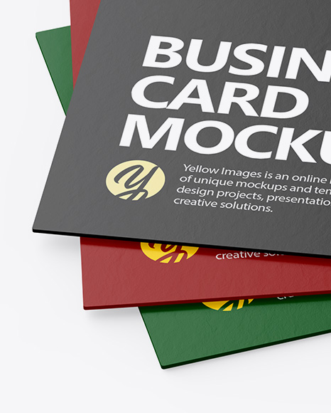 Three Paper Business Cards Mockup In Stationery Mockups On Yellow Images Object Mockups