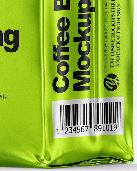 Matte Metallic Coffee Bag Mockup PSD #1