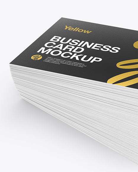 Stack Of Business Cards Mockup In Stationery Mockups On Yellow Images Object Mockups