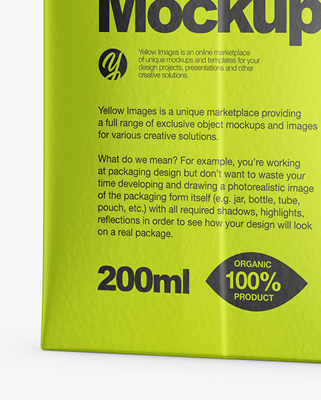 Download 200ml Metallic Juice Carton Package Mockup In Packaging Mockups On Yellow Images Object Mockups