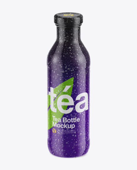 Bottle with Condensation in Shrink Sleeve Mockup PSD #2