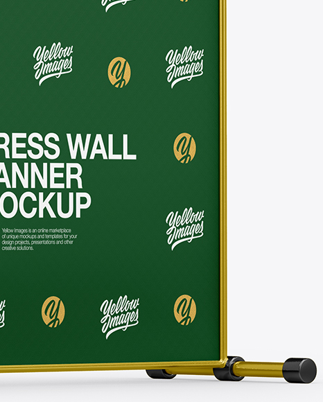 Press Wall Banner with Metallic Frame Mockup PSD #1