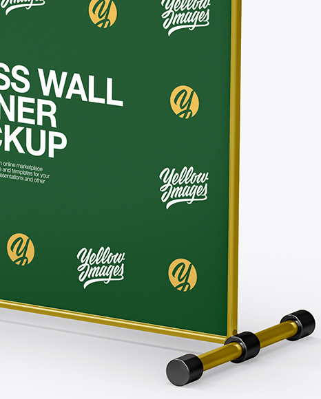 Press Wall Banner with Metallic Frame Mockup PSD #1