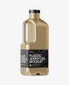 Metallic Milk Jug Mockup - Halfside Back View on Yellow Images Object