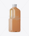 Frosted Plastic Juice Jug Mockup - Halfside Back View on Yellow Images