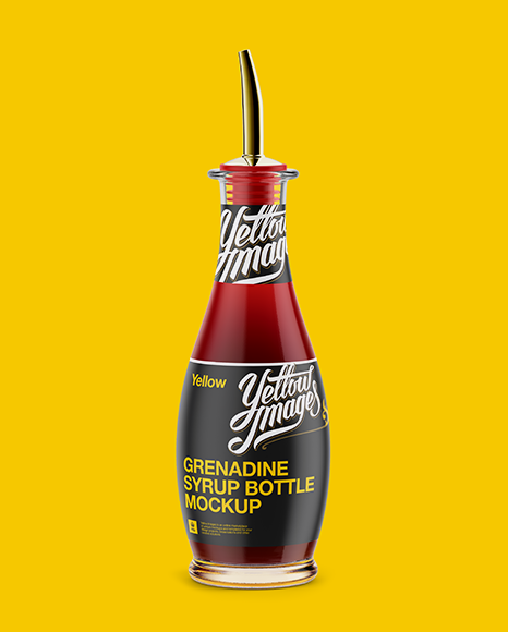 Download Grenadine Syrup Glass Bottle Mockup In Bottle Mockups On Yellow Images Object Mockups PSD Mockup Templates