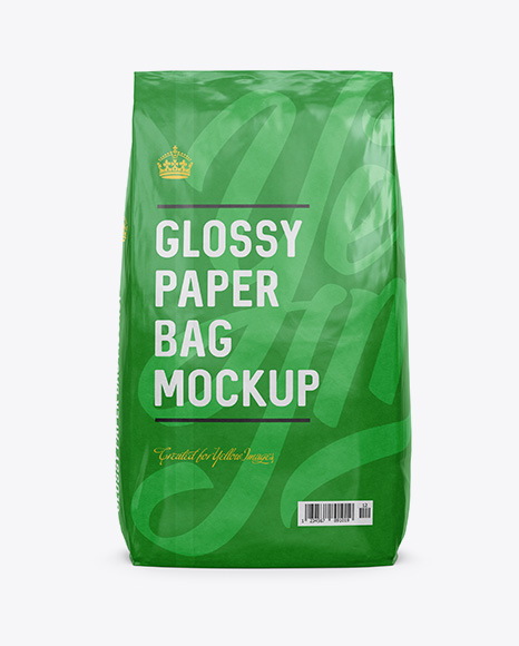 Glossy Paper Bag Mockup Back View In Bag Sack Mockups On Yellow Images Object Mockups