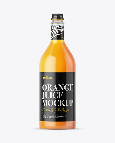 1L Orange Juice Glass Bottle Mockup 1L Orange Juice Glass Bottle Mockup