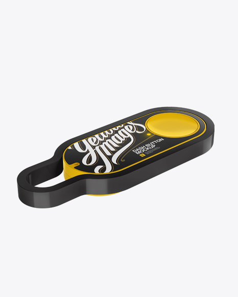 Dash Button Mockup - Halfside View (High-Angle Shot) on Yellow Images