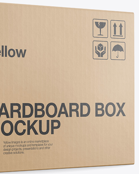 Download Kraft Box Mockup Half Side View In Box Mockups On Yellow Images Object Mockups