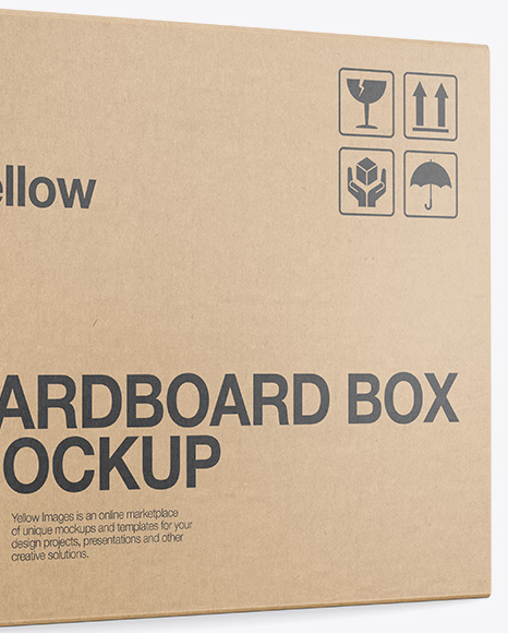 Download Rough Kraft Box Mockup Half Side View In Box Mockups On Yellow Images Object Mockups