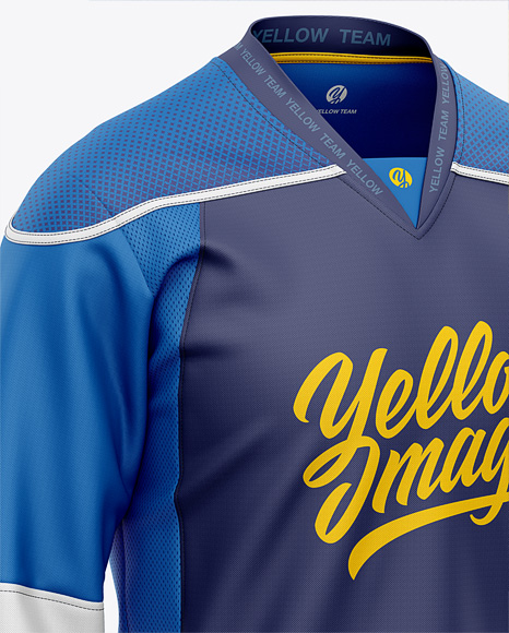 Download Men S Hockey Jersey Mockup Front Half Side View In Apparel Mockups On Yellow Images Object Mockups