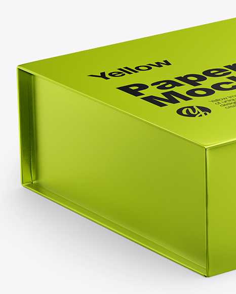 Download Metallized Paper Box Mockup In Box Mockups On Yellow Images Object Mockups