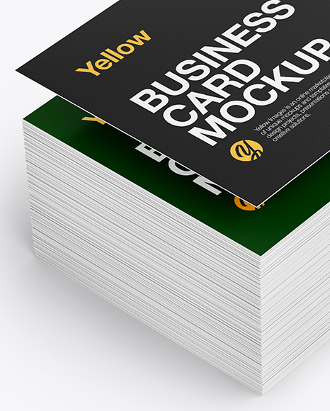 Stack of Business Cards Mockup in Stationery Mockups on Yellow Images