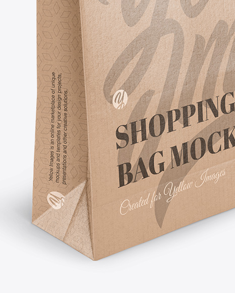 Download Kraft Glossy Shopping Bag With Rope Handle Mockup Halfside View In Bag Sack Mockups On Yellow Images Object Mockups