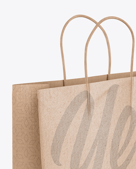 Download Kraft Glossy Shopping Bag with Rope Handle Mockup ...