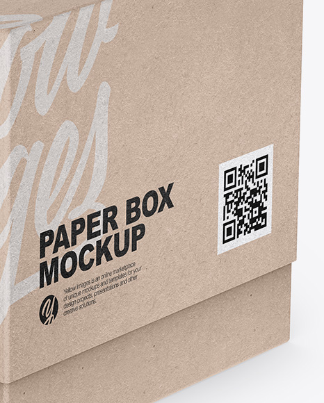 Download Square Kraft Box Mockup Half Side View In Box Mockups On Yellow Images Object Mockups PSD Mockup Templates