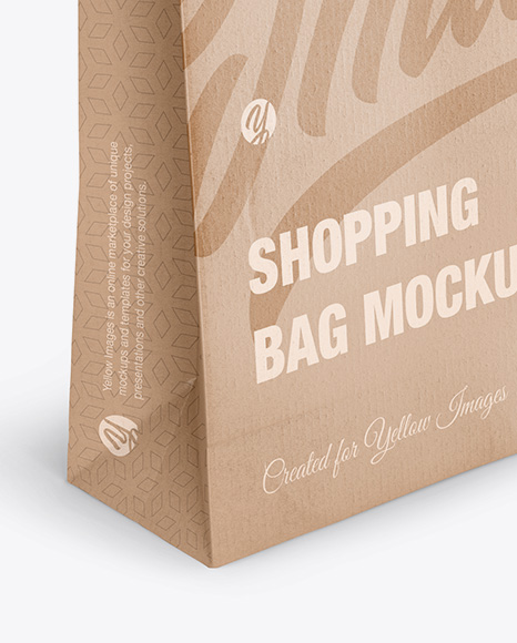 Download Kraft Matte Shopping Bag With Rope Handle Mockup Halfside View In Bag Sack Mockups On Yellow Images Object Mockups