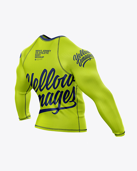 Download Men's Long Sleeve Jersey on Athletic Body Mockup in Apparel Mockups on Yellow Images Object Mockups