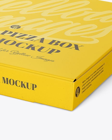 Download Cardboard Pizza Box Mockup Halfside View In Box Mockups On Yellow Images Object Mockups PSD Mockup Templates