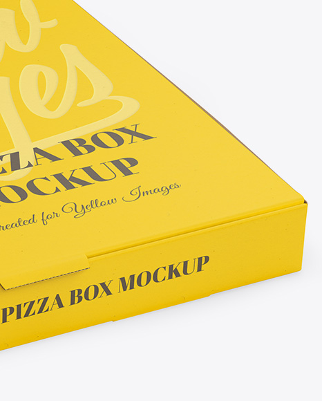 Download Cardboard Pizza Box Mockup Halfside View High Angle Shot In Box Mockups On Yellow Images Object Mockups